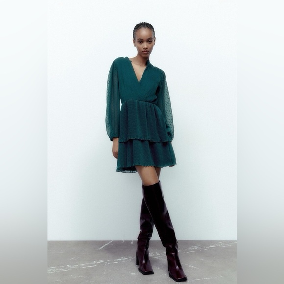 Zara Teal Long Sleeve Dress - Picture 7 of 8